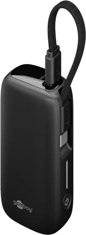 Akupank QC3.0 PD SCP 5000mAh 20W USB A / C-C 13cm kaab must