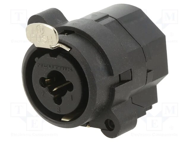 3 pole XLR female receptacle with 1/4" stereo jack without switching contact, solder cups