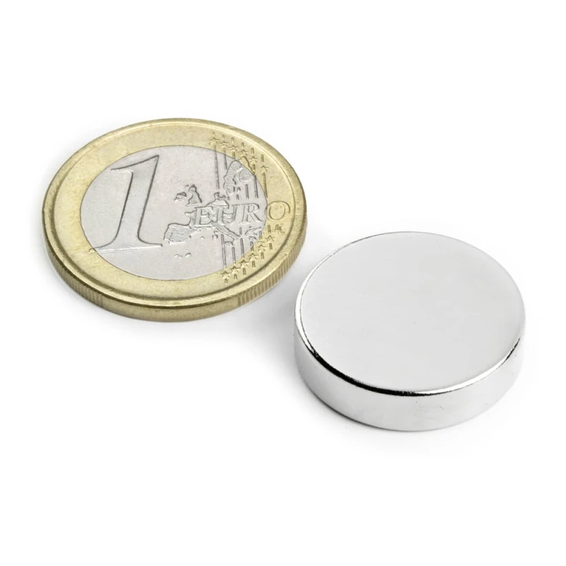 Disc magnet 20 x 6 mm, Nickel-plated