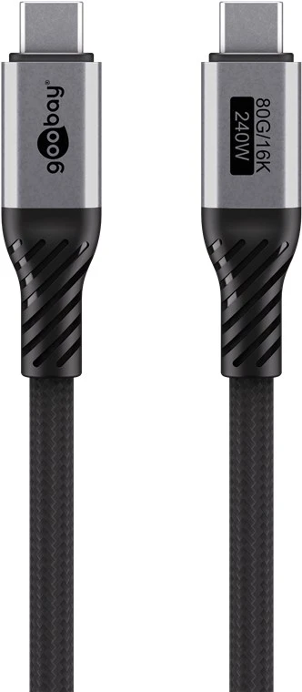 Кабель USB-C™ в текстильной оплетке, USB4™, 240 Вт, 80 Гбит/с, 1,5 м