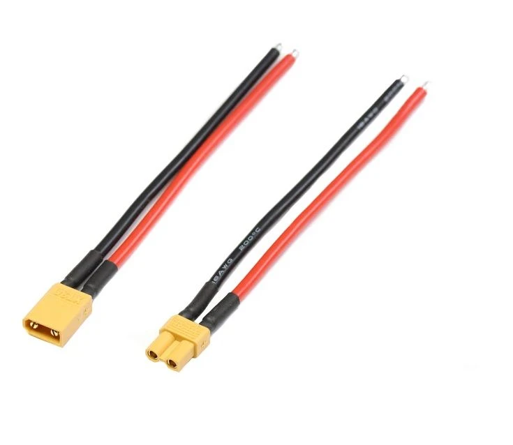 XT30 plug and socket connection pair with 10cm wires 32V 20A
