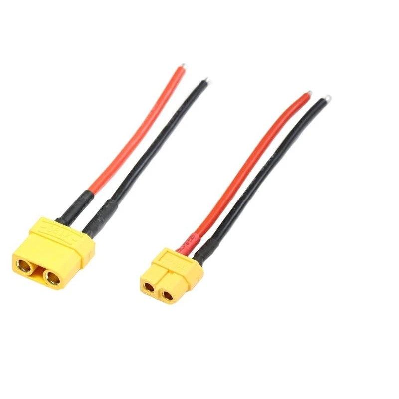 XT90 plug and socket connection pair with 10cm wires 32V 40A