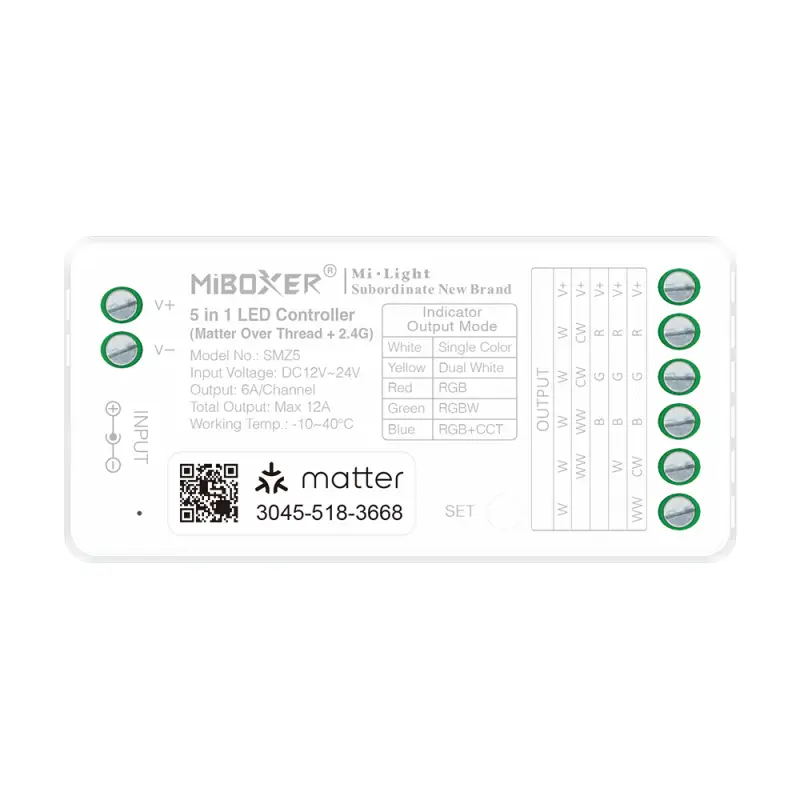 5 в 1 LED контроллер Matter Thread+RF 12-24V