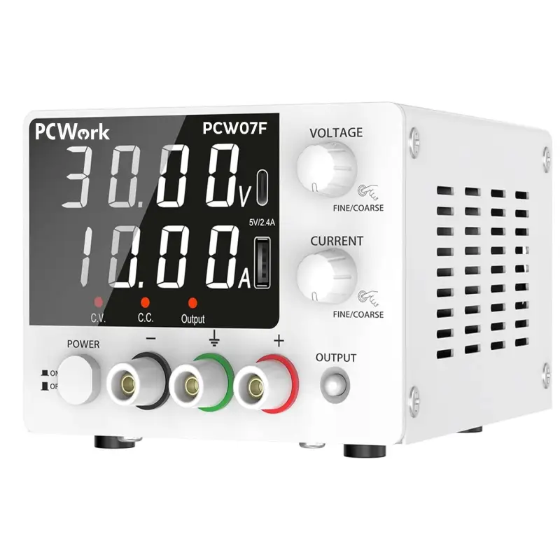 Лабораторный блок питания PCW07F 0-30В / 10А DC, 300Вт регулируемый источник питания с портами USB и Type-C