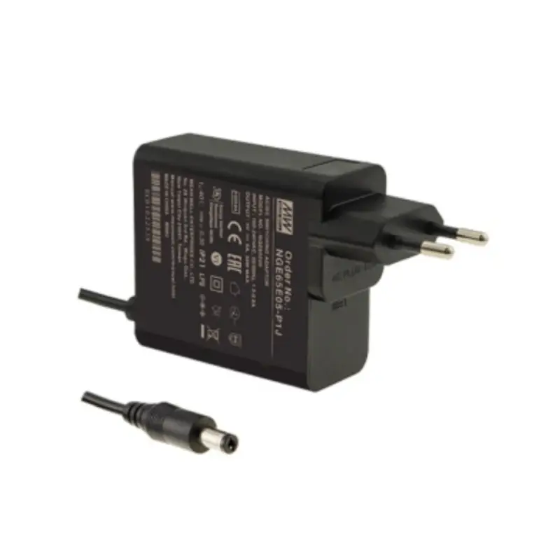58.5W single output power supply 12V 4.88A plug-in, 5.5x2.1mm, high reliability, extremely small, wall-mounted, industrial, MEAN WELL