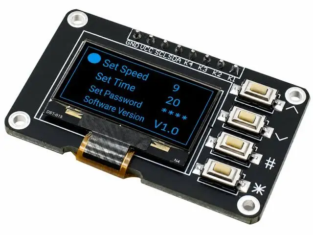 OLED display + 4 nuppu 0.96'' 128x64 3.3V I2C SSD1306