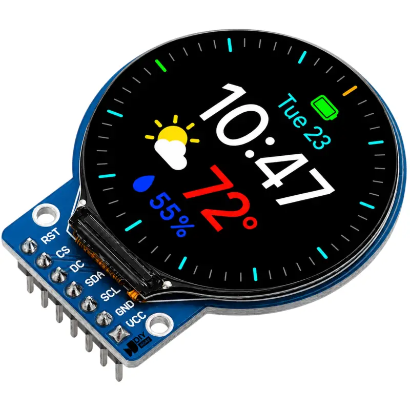 LCD display ringikujuline 1.28'' 240x240 3-5V RGB SPI