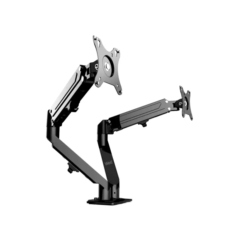 Desk mount for 2 monitors 13"-32", max. 8kg, black, aluminum/plastic Well