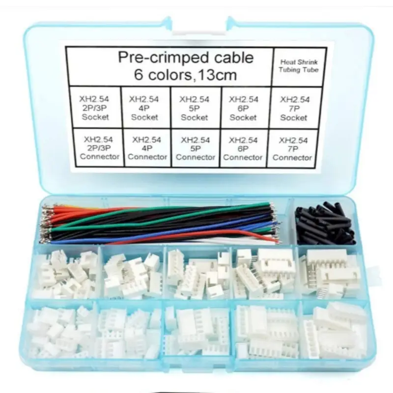 2.54mm XH Connector Kit, Pre-Crimped JST Cables, 2-7 Pin Male Female Housing