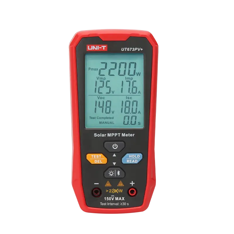 MPPT tester 5-2200W 0-20A 10-150VDC BT MC4 UT673PV+