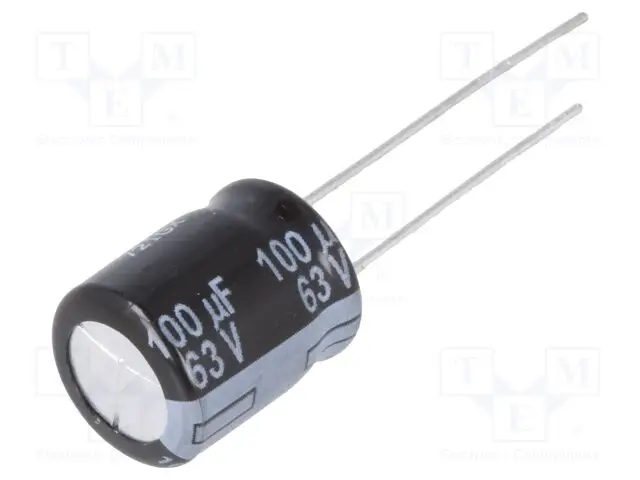 Конденсатор: электролитический; low ESR; THT; 100uF; 63VDC; Ø10x12,5мм