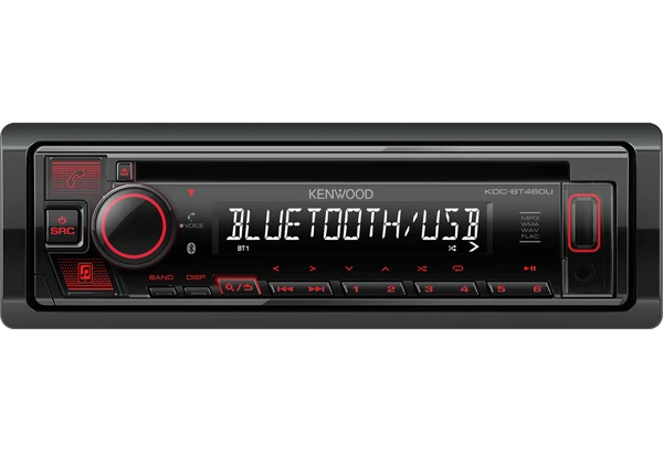 KENWOOD CD/USB ресивер с Bluetooth для звонков в режиме hands-free и потоковой передачи музыки.