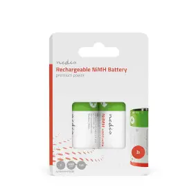 Rechargeable NiMH Battery D, 1.2 V DC, 4000 mAh, Precharged, 2-Pack