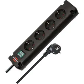 Bremounta power strip 4-way (multiple socket with 90 degree sockets, power strip with mounting option and 1.5 m cable) black TYPE F