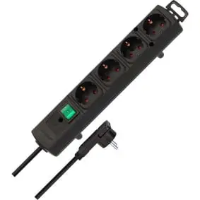 Extension Socket 4-Way 2 m Black - 4x Plug With Earth Contact TYPE F