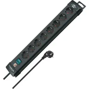 Extension Socket Premium-Line 8-Way 3.00 m Black - Protective Contact TYPE F
