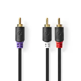 Subwoofer Cable, RCA Male, 2x RCA Male, Gold Plated, 3.00 m