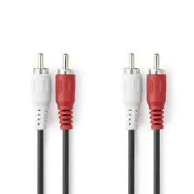 Stereo Audio Cable, 2x RCA Male, 2x RCA Male, Nickel Plated, 1.00 m