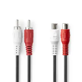 Stereo Audio Cable, 2x RCA Male, 2x RCA Female, Nickel Plated, 2.00 m