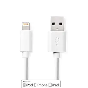Lightning Cable, USB 2.0, Apple Lightning 8-Pin, USB-A Male, 480 Mbps