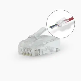 RJ45 Connector, RJ45 Pass Through, Solid/Stranded UTP CAT6, Straight, Gold Plated