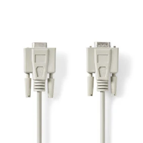 Serial Cable, D-SUB 9-Pin Male, D-SUB 9-Pin Female, Nickel Plated, 3.00 m