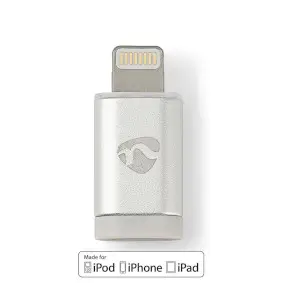 Lightning Adapter, Apple Lightning 8-Pin, USB Micro-B Female, Gold Plated, Round