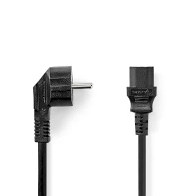 Power Cable, Plug with earth contact male, IEC-320-C13, Angled, Straight