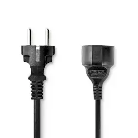 Power Extension Cable, Plug with earth contact male, Plug with earth contact female, Straight, Straight