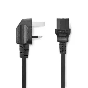 Power Cable, UK Male, IEC-320-C13, Angled, Straight