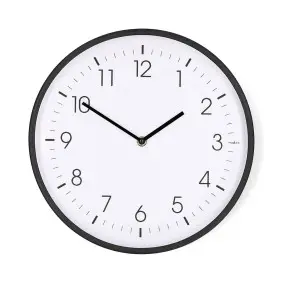 Wall Clock, Diameter: 300 mm, Plastic, Silent movement, Black