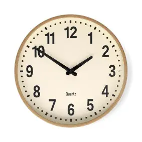 Wall Clock, Diameter: 300 mm, Plastic, Silent movement, Wood