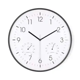 Wall Clock, Diameter: 300 mm, Plastic, Silent movement, Thermometer (temperature)