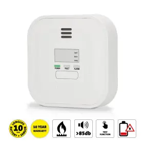 Carbon monoxide alarm with display and 10 years battery and sensor runtime, white