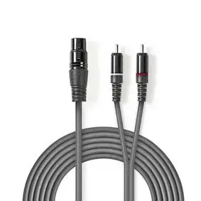 Balanced Audio Cable, XLR 3-Pin Female, 2x RCA Male, Nickel Plated, 1.50 m