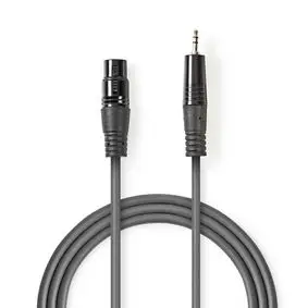 Balanced Audio Cable, XLR 3-Pin Male, 3.5 mm Male, Nickel Plated, 1.50 m