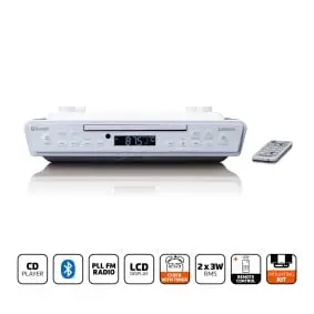 Kitchen clock radio with CD Bluetooth® and Remote Control White