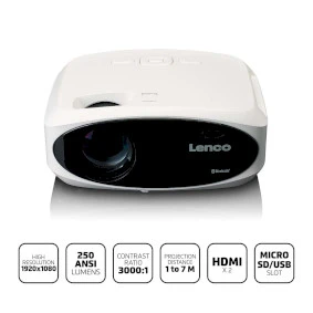 Full HD 1080P LCD projector with Bluetooth® White
