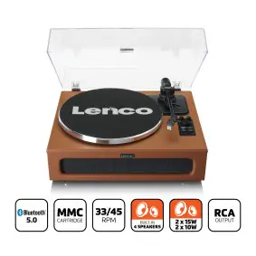 Turntable with Bluetooth® MMC 4 speakers built-in Brown