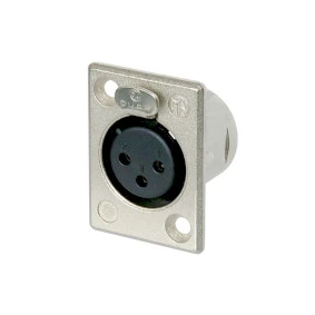 3 pole female receptacle, solder contacts, Nickel housing, silver contacts