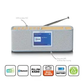 DAB/FM 2,4" värvilise ekraaniga Bluetooth® laetav aku Hall