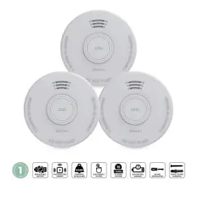 Stand alone smoke alarm with 1 year battery White 3 pcs