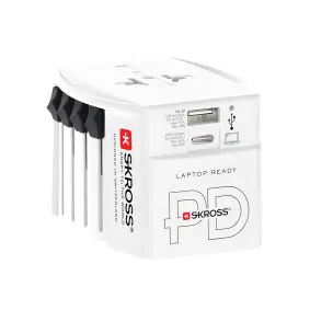 Travel Adapter 2 pole adapter with integrated Dual 30W USB Charger (1x USB C & 1 x USB)