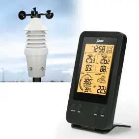 Professional weather station with wireless sensor Black