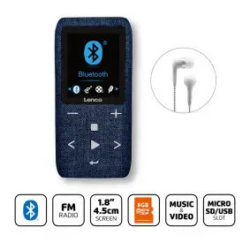 MP3/MP4 Player with Bluetooth® 8 GB Micro SD Card Blue