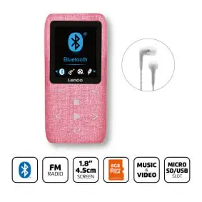 MP3/MP4 Player with Bluetooth® 8 GB Micro SD Card Pink