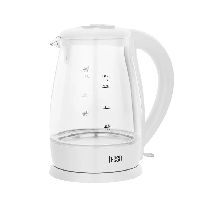 TEESA Electric Kettle, Glass, 2200 W, White, 1.7 L
