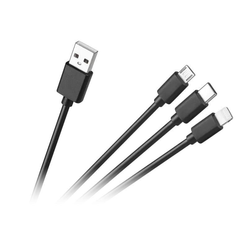 3-in-1 ühenduskaabel, USB A - micro/C/lightning 1,2 m