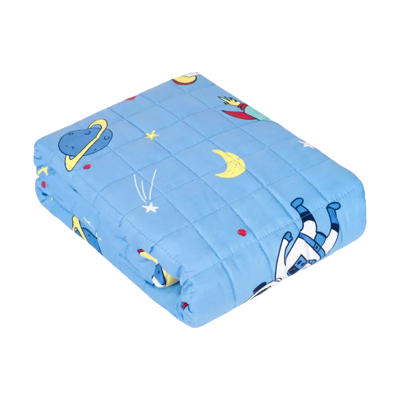 PREMIUM kaalutud tekk puuvillast, sensoorne tekk lastele, 100x150 cm, 3 kg, kosmos