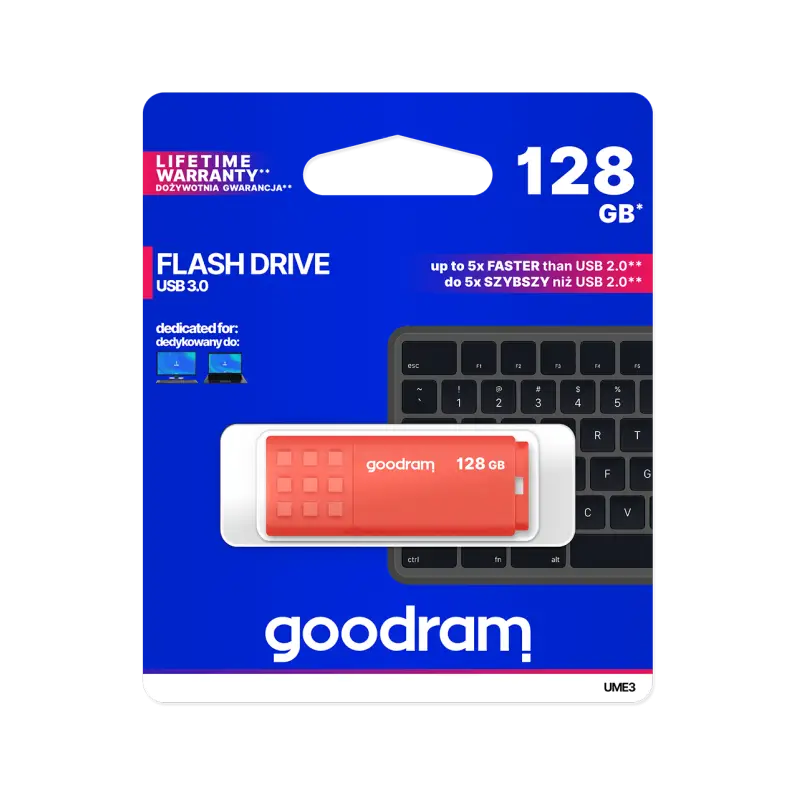Goodram USB 3.2 128GB Flash Drive, Orange